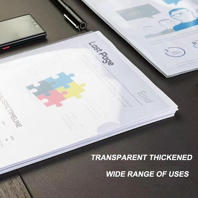 20PCS A4 Plastic Clear Document Folders Copy Safe Project Pockets Clear Plastic Folder Project Pockets Poly Sleeve Folders Transparent Color
