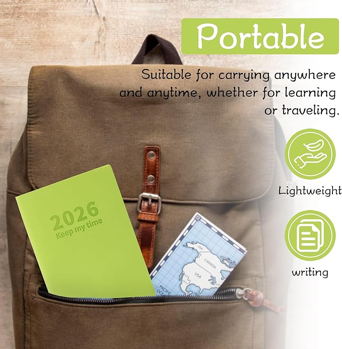 Planner 2026 Weekly and Monthly Planners for Purse 5.5" x 3.9"Cute Small Daily Academic Calendar 320page Hardcover Planning Agenda Book Academic Planner Vegan Leather Softcover, Goal Tracker Organizer Planning for Daily Schedule School Office Schedule ...