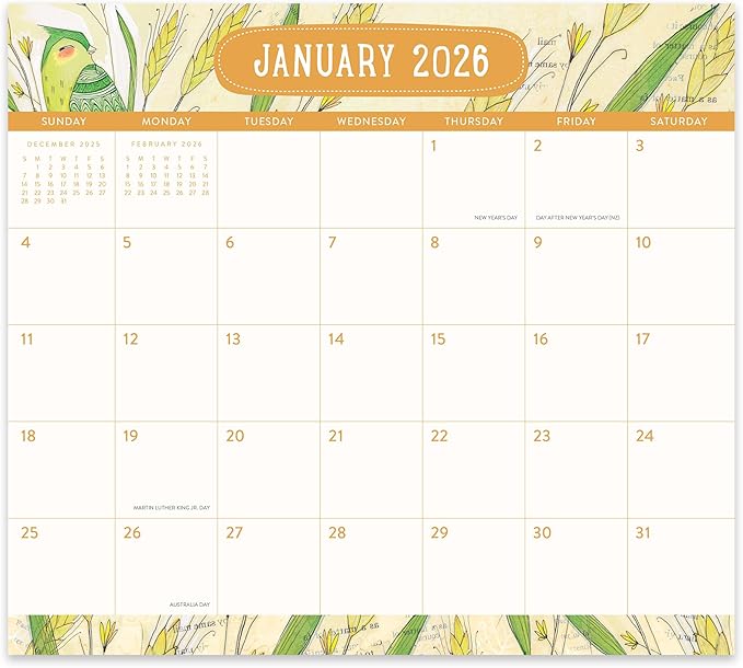 Orange Circle Studio 2026 Magnetic Monthly Fridge Calendar, Where Love Grows, 17-Month Daily Aesthetic Planner Notepad with Magnet for Refrigerator, Easy Organizer for Grocery List, Appointments