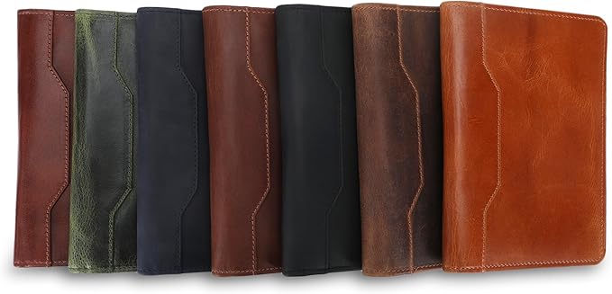 Leather Junior Padfolio for Men Women Business Portfolio Folder Compact 5 x 8 Legal Pad Organizer with Pen Loop Professional Resume Interview Document Holder Padfolio (Dark Brown)
