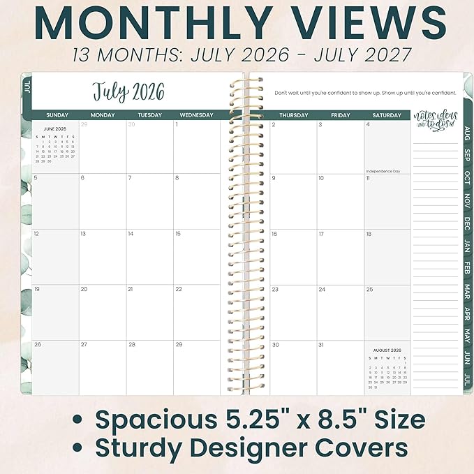 bloom daily planners 2026-2027 Planner - Academic Year (July 2026 - July 2027) Monthly & Weekly Soft Cover Planner for Women - 13 Month Inspirational Agenda Book with Stickers - 5.5" x 8.25" - Boho Greenery
