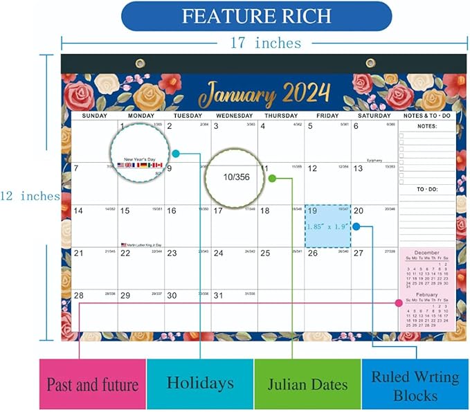 Calendar 2023 2024 Do List Daily Wall Planner to Schedule Annual Planner ly Weekly ly Agenda Organizer for Home Office