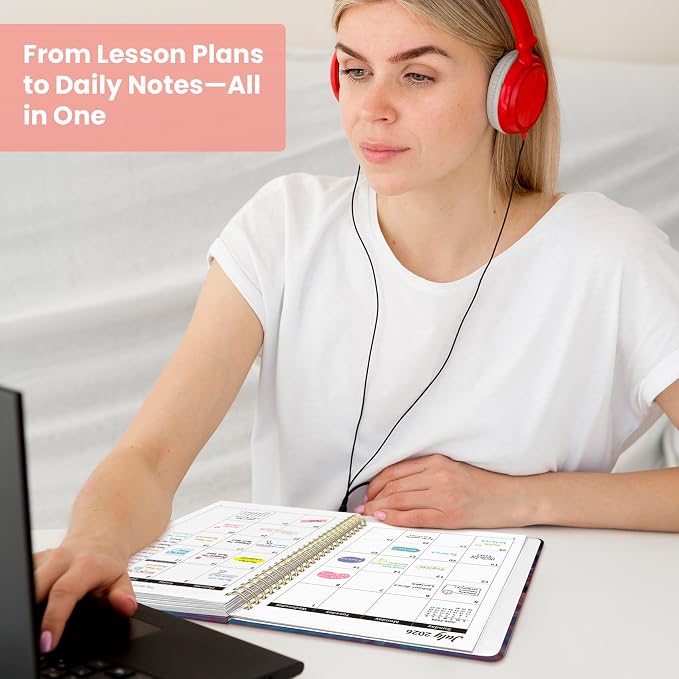 Planner 2026-2027, Monthly and Weekly Calendar Academic Planner July 2026 - June 2027, Hardcover Student Teacher Planning Agenda Book with Tabs, Perfect for Office School Supplies, A5 (6.3" x 8.5") - Radiant Pastures