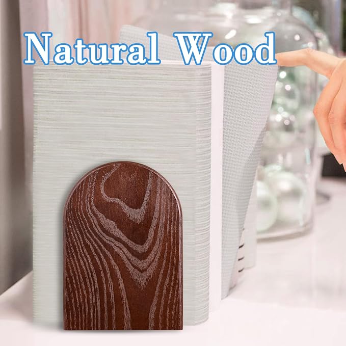 Book Ends, Large Sturdy Wooden Bookends for Shelves - Heavy Duty Non-Slip Book Organizers, Decorative Bookend Holders for Home Office, Library, Black Wood Universal Economy Bookend, 1 Pair