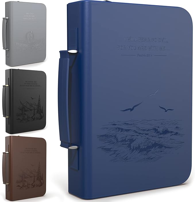 DEHITE Bible Cover Case for Men and Women – Leather Bible Carrying Bag – Pen Slots – Zippered Pocket – Premium Faux Leather