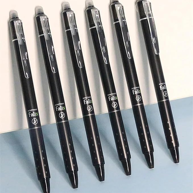 MOZXIRZ Erasable Gel Ink Pens Erasable Retractable Pens 0.5mm Black Blue Ink Smooth Writing Pen Office Supplies School Office Pen for Women Men Girls Boys (Black Ink-6Pcs)