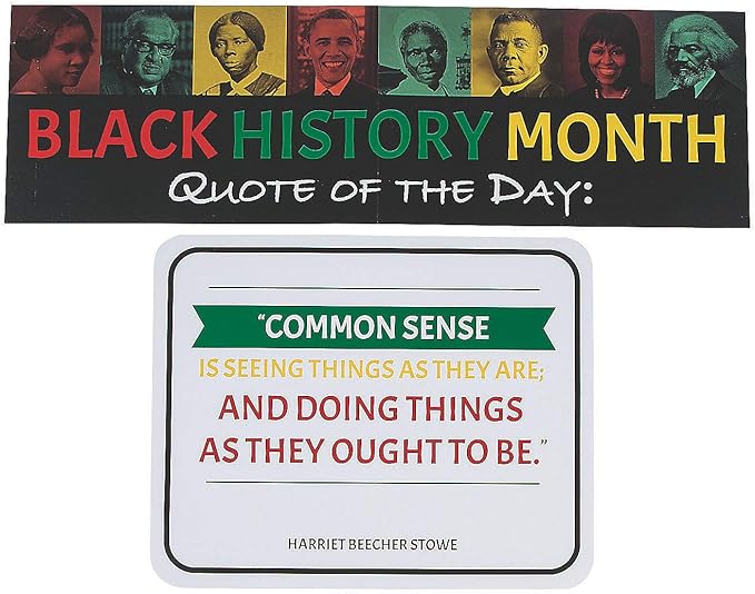 Fun Express Black History Quote of The Day Cardstock Bulletin Board Set, 30 Piece Set, Educational Black History Month Classroom Supplies