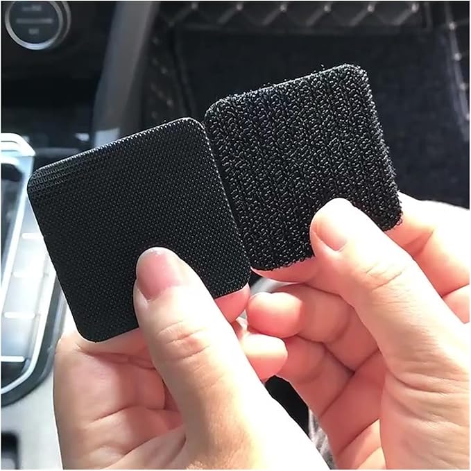 10PCS Invisible Car Mat Fastener Pads | Non-Slip Heat-Resistant Double-Sided Adhesive Hook & Loop Tape | Automotive Backed Adhesive Stickers for Secure Car Floor Mat Grip, Prevent Shifting(4x10cm)