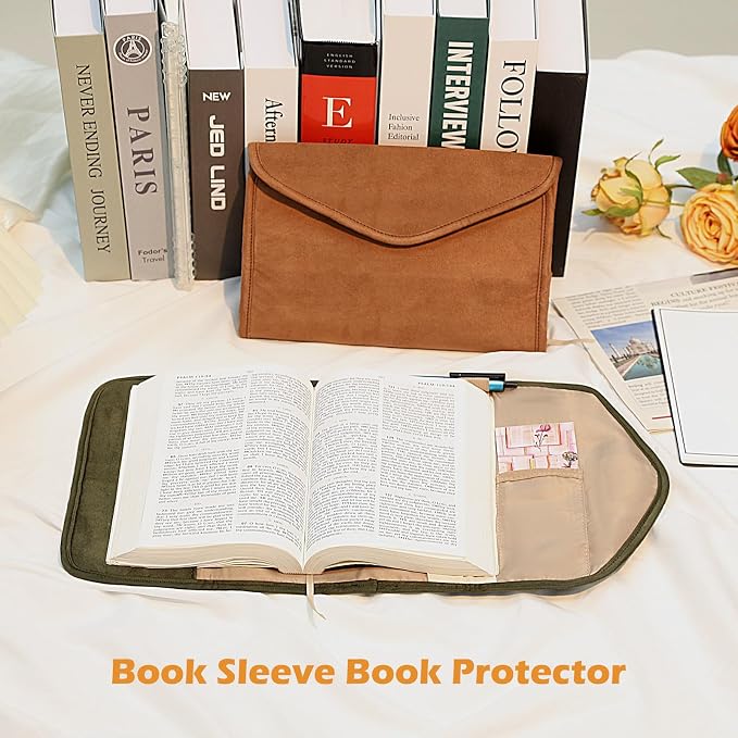 Reusable Adjustable Book Cover with Strong Magnetic Closure – Soft Protective Book Sleeve for Paperback & Hardcover, Fits 8" x 6" x 1.5" Books, Reusable & Flexible Book Protector