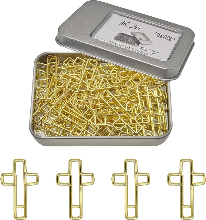 50 PCS Gold Cross Paper Clips Bible Bookmark Clips, Bible Study Supplies Accessories for Women
