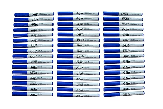 School Smart Dry Erase Pen Style Marker, Fine Tip, Blue, Pack of 48