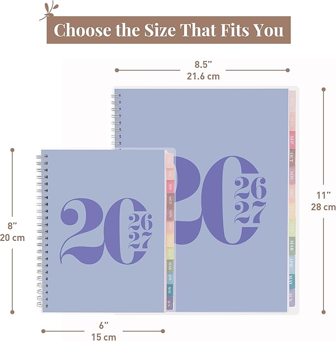 Rileys Academic Planner 2026-2027, Daily, Weekly & Monthly Planner, July 2026 - June 2027, Student Notes Pages, Twin-Wire Binding, Weekly Agenda for School & Work (8 x 6-Inches, Typographic, Blue)