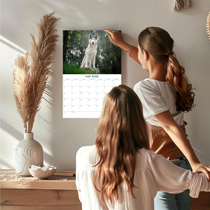 2025 2026 Siberian Husky Calendar - Dog Breed Monthly Wall Calendar - 12" x 18" Open - Thick No-Bleed Paper - Giftable - Academic Teacher's Planner Calendar Organizing & Planning - Made in USA