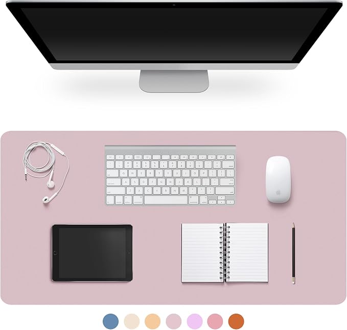 CADONO Leather Desk Pad Protector, Non-Slip PU Leather Large Mouse Pad, Easy Clean Desk Protector Mat, Writing Pad for Office/Home/Decor (Grayish Lavender, 23.6" x 13.7")