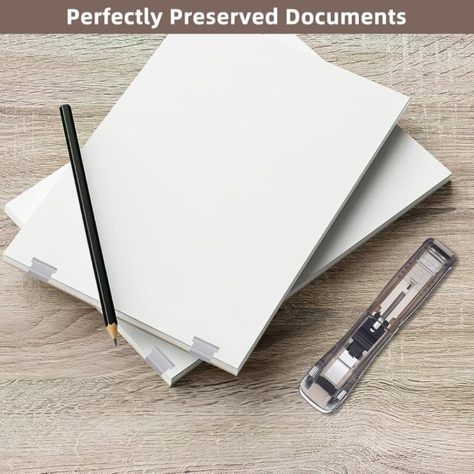 Office Stapler Set with Refillable Stapler and Document Binding Clips with 200pcs Refill Staples Multi-Function Paper Fastening Tool for Home and Office Use