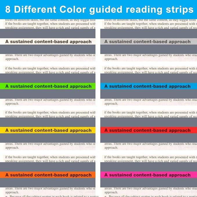 Guided Reading Strips/Colored Overlay/Highlight Strips/Highlighter/Bookmark/Assorted Colors Help with Dyslexia for Children and Teacher Supply Assistant (48 Pack)