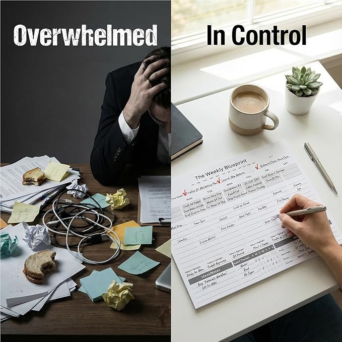 Undated Weekly Planner Pad (8.5"x11") - The "Rule of 3" System for ADHD Focus & Deep Work. Desktop Productivity Organizer with Habit Tracker & Weekly Review. 52 Tear-Off Sheets for a Full Year