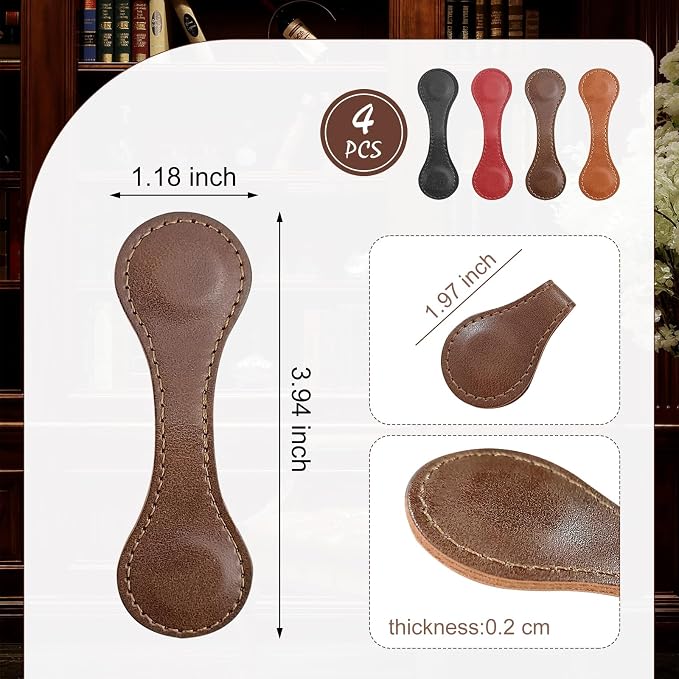Magnetic Bookmark, 4Pcs Personalized Leather Retro Bookmark Magnetic Page Markers for Book Lovers, Readers, Kids