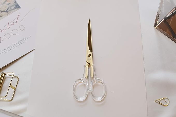 Yellow Gold Acrylic Scissors(7") by DS DRAYMOND STORY - Elegant Office Stationery Series - Thank You Gifts
