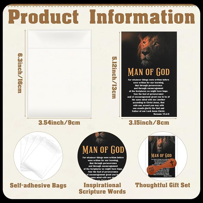 Colarr 20 Sets Christian Gifts for Men, Man of God Magnetic Leather Bookmarks with Bible Verse Cards & OPP Bags, Religious Gifts for Father's Day, Church, Pastor, Priest, BibleStudy (Vintage Magnetic)