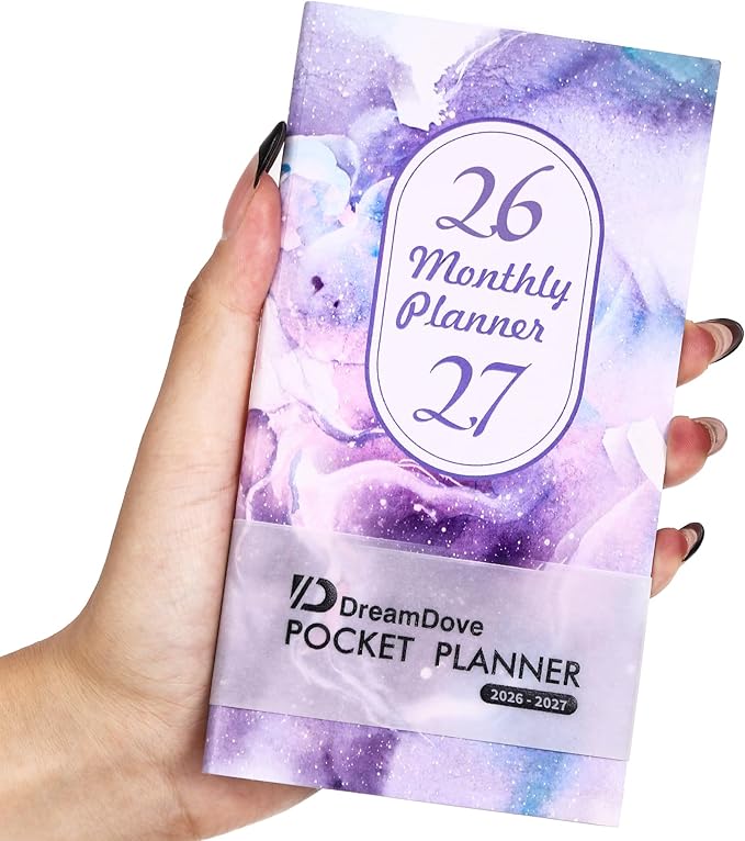 Planner 2026-2027 Pocket Monthly Planner 2 Year Small Size Mini planner Academic With Daily Quotes Hardcover Agenda Book Perfect Organizer for Purse,Planning, Organizing, and Office Use -1PC purple