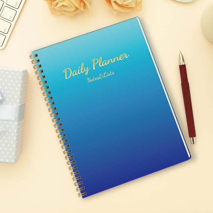 Undated Daily Planner Notebook, 80-Day To Do List Organizer with Hourly Schedule, Day on a Page Agenda Journal for Work, Life Tasks, Women and Men