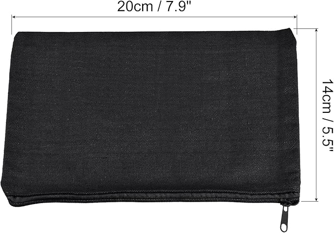 PATIKIL Canvas Zipper Pouch, 10 Pack Blank DIY Bags Craft Pencil Case Organizer Pockets for Travel Storage Accessory, Plain Black