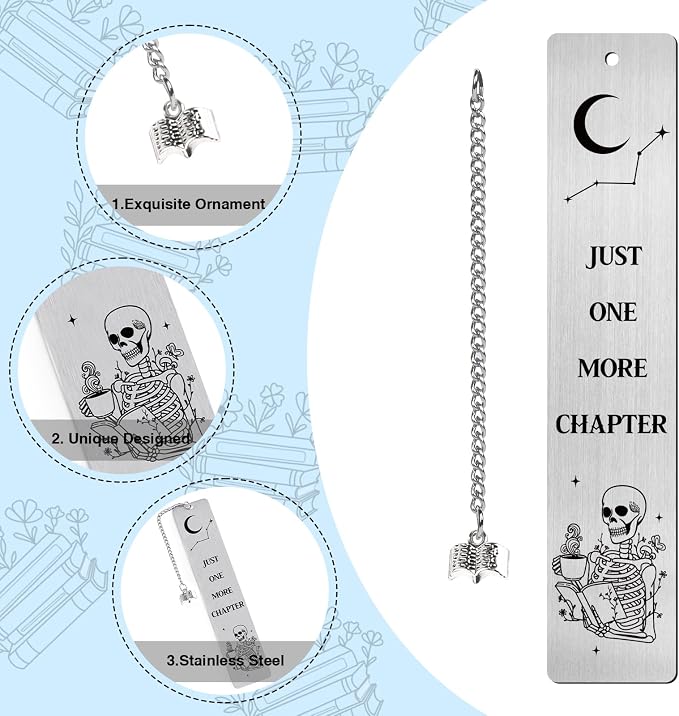 Funny Gothic Bookmarks Gifts - Gothic Bookmark Gifts for Women Skeleton Book Accessories for Reading Lovers Skull Halloween Gifts for Best Friends Birthday Thanksgiving Christmas Gifts