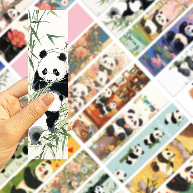 30 Pcs Panda Bookmarks for Kids Animal Theme Bookmark Cute Panda Bookmark for School Office Students Teens Book Reading Lovers Classroom Favors