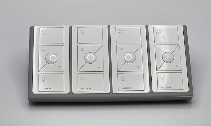 Remote Holder Organizer Pedestal Caddy compatible with Lutron Pico Remotes, Anti-Slip Feet, Holds 4 Remotes, Grey, Indoor Use Only