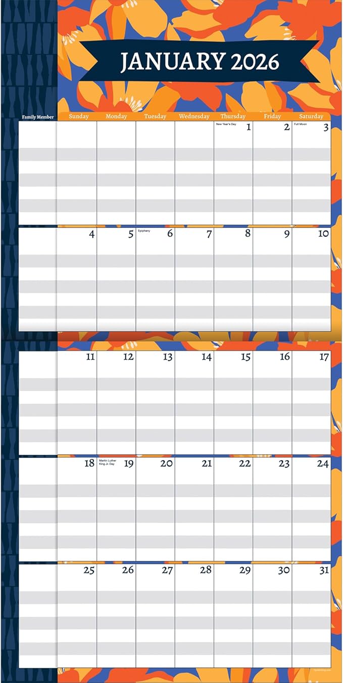 TF Publishing 2026 Mom's Manager Wall Calendar - Large Grids for Appointments and Scheduling - Vertical Monthly Wall Calendar 2026 with Premium Matte Paper for Home and Office Organization - 12x12in