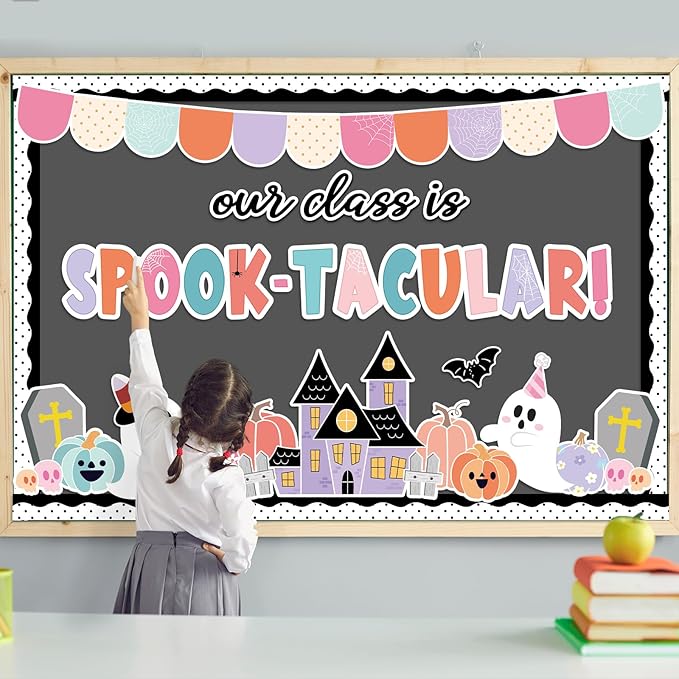 Halloween Classroom Bulletin Board Decoration Halloween Ghost Bulletin Board Set Decor Pink Black Ghost Boo Cutouts Our Class is Spook-Tacular Classroom Decoration for School Home Wall Party Decor