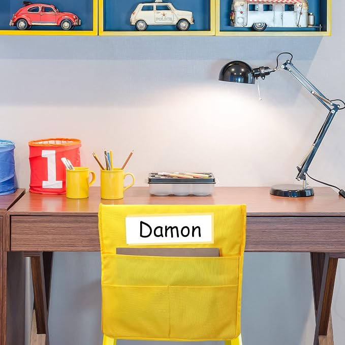 Boao 24 Pcs Chairback Pockets for Classroom with Name Tags, 16.3 x 15 Inch Seat Storage Organizers, 2 Large Pockets Chair Back Organizers for Students Teachers School Supplies(Multicolor)