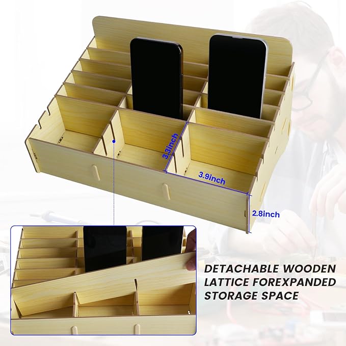 HengTianMei 24 Grid Cell Phone Organizes Storage Box for Office School Classroom