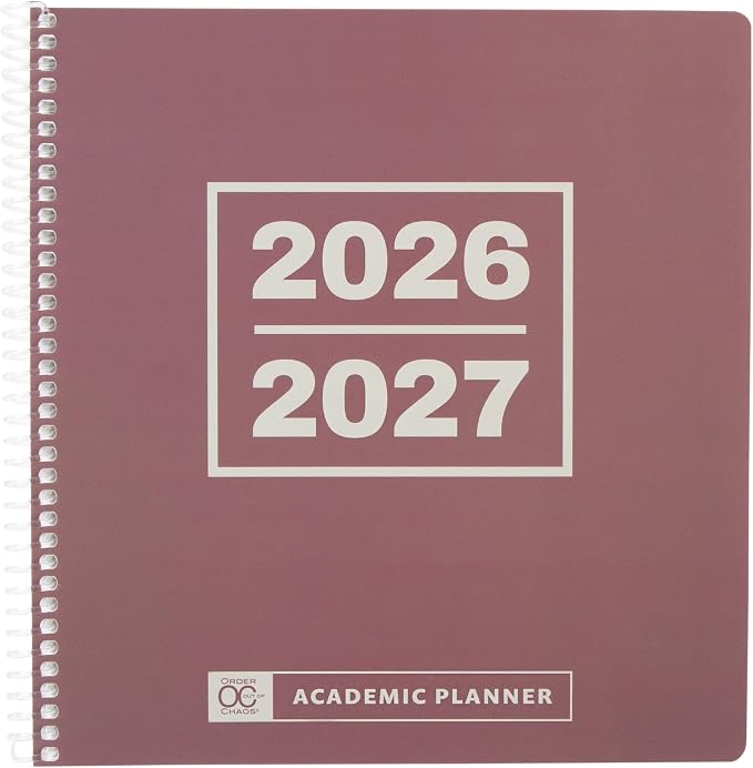 Order Out Of Chaos Academic Planner 2026-2027 Daily Weekly and Monthly Calendar, School Agenda Book, July 2026-June 2027 planner 8.5x8.25 Homework Organizer (Dusty Rose)