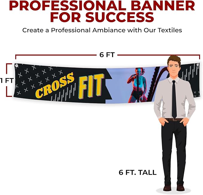 Crosss Fit Large Banners and Signs for Outdoor by Mavis Printing-Polyester Banner with 4 Holes for Easy Hang Indoor & Outdoor|4x1 Feet HD Print Sign to Promote Church| Made in USA