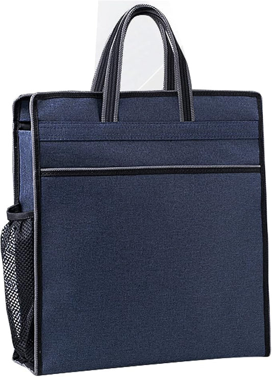Oxford Zippered Document Bag with Handle File Tote Bag Pouch for Carrying Paper Files Books Filing Folder 1 Pack (Blue)