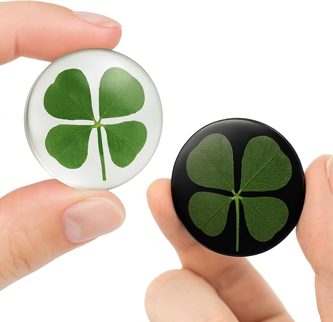 Real Four Leaf Clover Pocket Token Gift Set - Lucky Token, U.S Half Dollar Coin Sized - Genuine 4 Leaf Clover Good Luck Charm - Perfect as Good Luck Gifts (2 Pack)