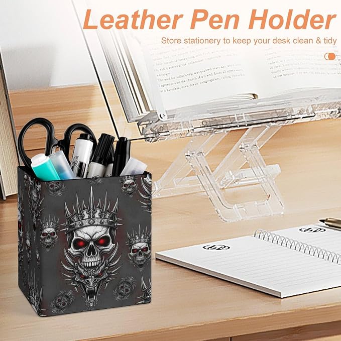 Men's Fashion Pencil Pen Holder Cup, Waterproof Office Supplies, Waterproof Multifunctional Office Supplies King Cool Skull Dragon Tattoo Art
