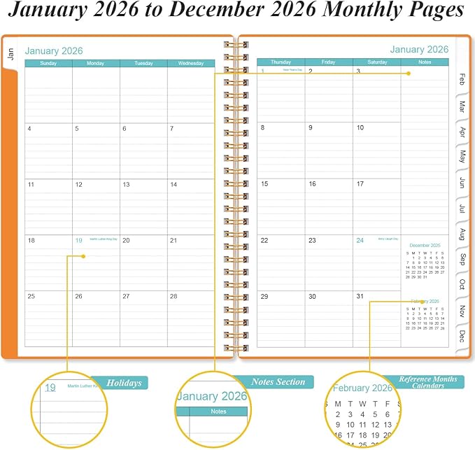 2026 Appointment Book & Planner - 2026 Daily Hourly Planner from January 2026 - December 2026, Weekly Appointment Book with 30-Minute Interval, Medium 6.4" x 8.5", Orange-D