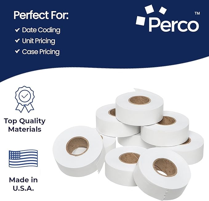 Perco White Garvey 2216 Pricing Labels for Garvey 22-66/22-77/22-88 Two Line Pricing Gun - 36 Rolls, 4 Sleeve - 36,000 Pricemarking Labels and 4 Inker Included