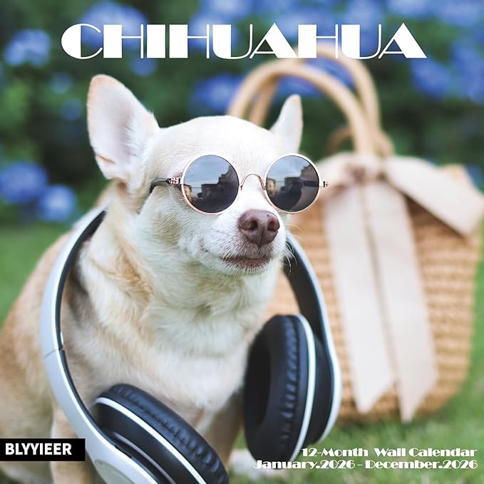 2026 Wall Calendar,Chihuahua Wall Calendar, 12" x 24" Open,Family Planner Calendar Organizer with Chihuahua Images, for Dogs Lovers