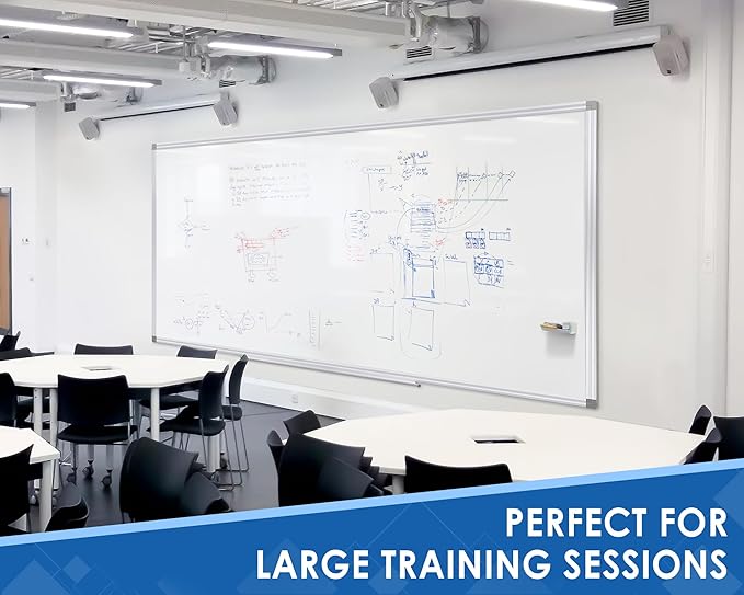 SWANCROWN Magnetic Dry Erase Whiteboard 90 x 43 inches, Large White Board Dry Erase for Wall with Silver Aluminum Frame & Marker Tray for School Office Home, 230 x 110 cm