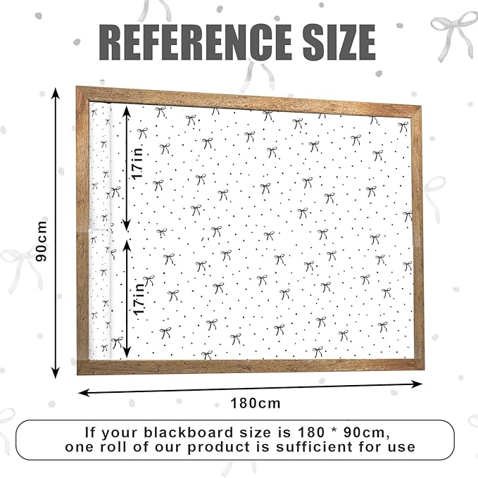 FYSUIMU Bulletin Board Paper - Mini Roll - 17 in x 32.8 Ft White Black Bow Dot Backdrop Decor for Home Office Classroom Party DIY Crafts Supplies