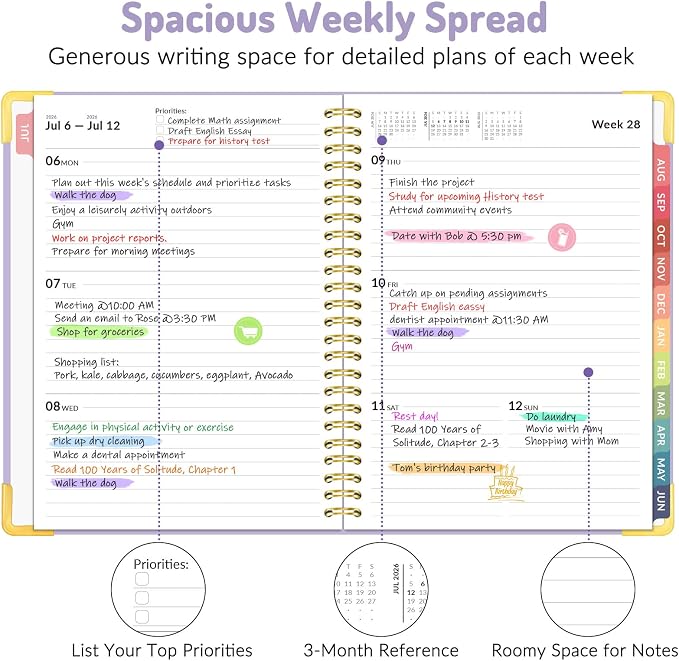 Forvencer Academic Planner 2026-2027, July 2026-June 2027 Weekly & Monthly Hardcover Calendar Planner, 6" X 8", Daily Agenda Book, School Office Notebook College Teacher Organizer A5, Marble Style