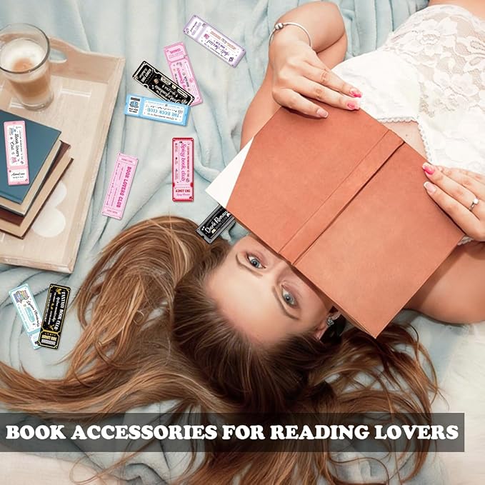 Vintage Ticket Bookmarks Gifts Set, 100 PCS Aesthetic Book Club Theme Paper Bookmarks Double Sided Matte Laminated Reading Gifts for Book Lovers Women Men Readers