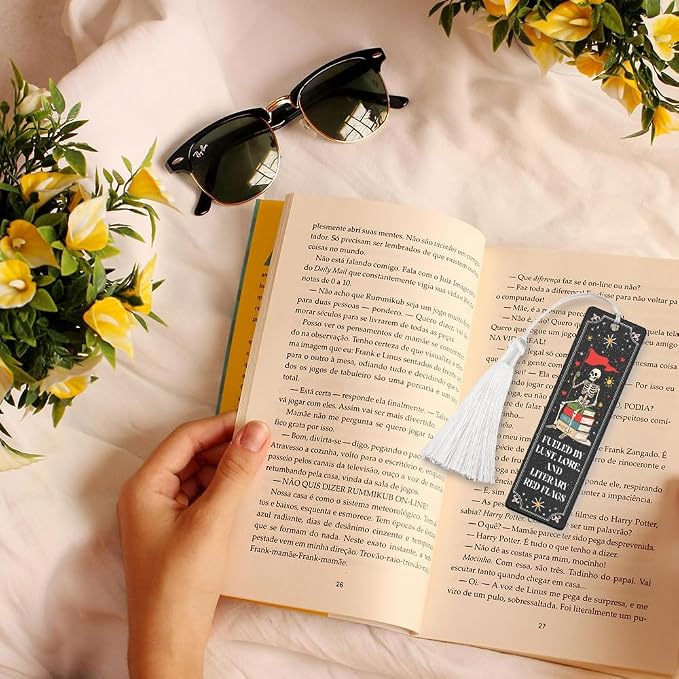 Dark & Literary Themed Bookmark, Edgy Reading Accessory Gift for Dark Romance Enthusiasts, Literary Keepsake Gift for Poetry Admirers, Unique Skeleton & Book Design Bookmark, WCB31