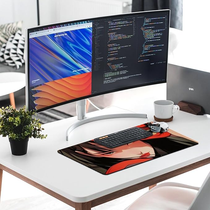 Large Mouse Pad Gaming Japanese Female Samurai Anime Girl Cool Big Computer Desk Mat Desk Pad for Keyboard and Mouse Mat Non-Slip Base 40X75cm, Style