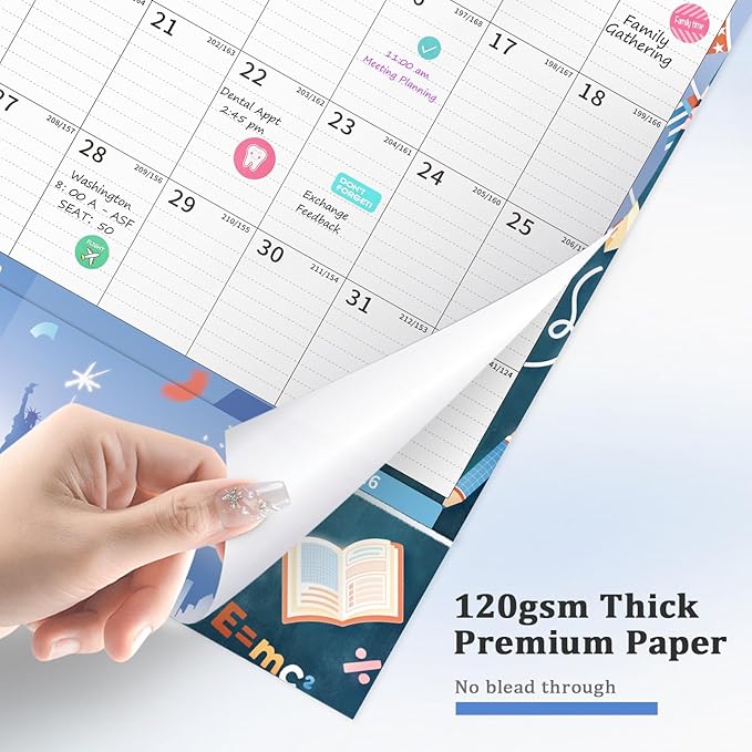 Ospelelf Wall Calendar 2026-2027 with Storage Pockets, 17" X 12" Monthly Large Planner Pad with Protective Cover and Stickers, for Family Fridge Office Teacher Student, Use July 2026 to December 2027 Season
