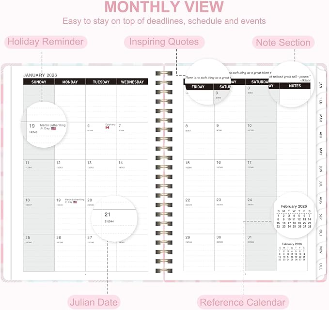 2026 Planner, Weekly and Monthly Calendar Planning Book, Jan 2026 - Dec 2026, Academic Agenda Planner for School Supplies and Office Desk Accessories - A5 (6.3" x 8.5")